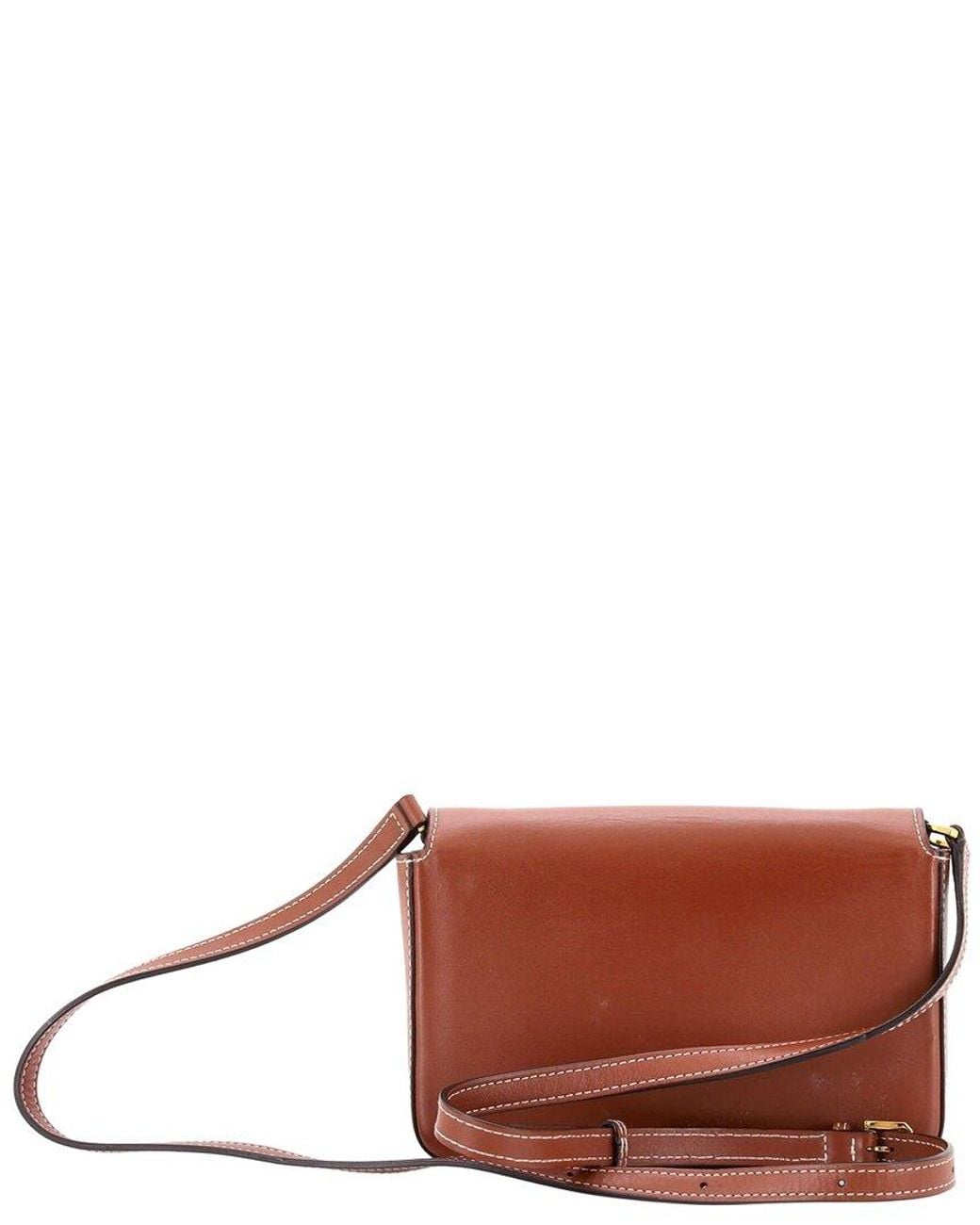 Burberry Brown Leather & Vintage Check Canvas Hampshire Shoulder Bag Small (Authentic Pre-Loved)