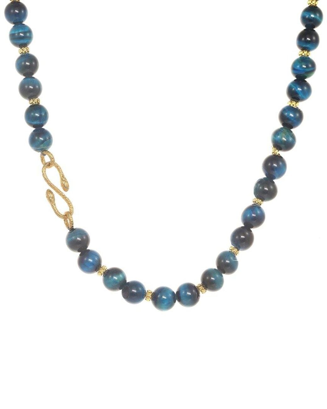 Rachel Reinhardt Jewelry Blue Tiger's Eye Cz Snake Necklace
