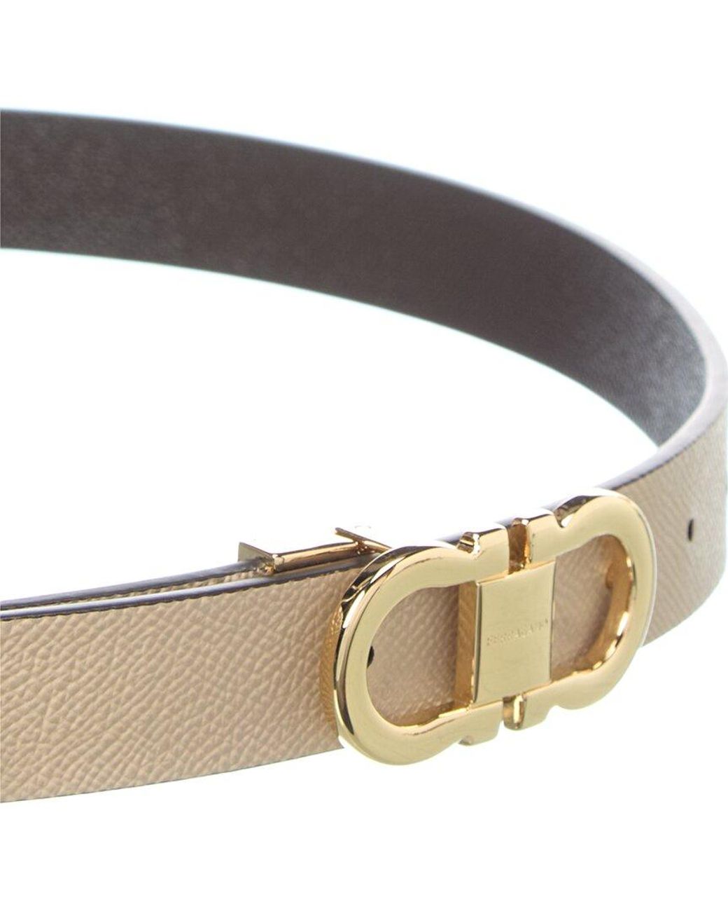 Ferragamo White Gancini Reversible & Adjustable Leather Belt