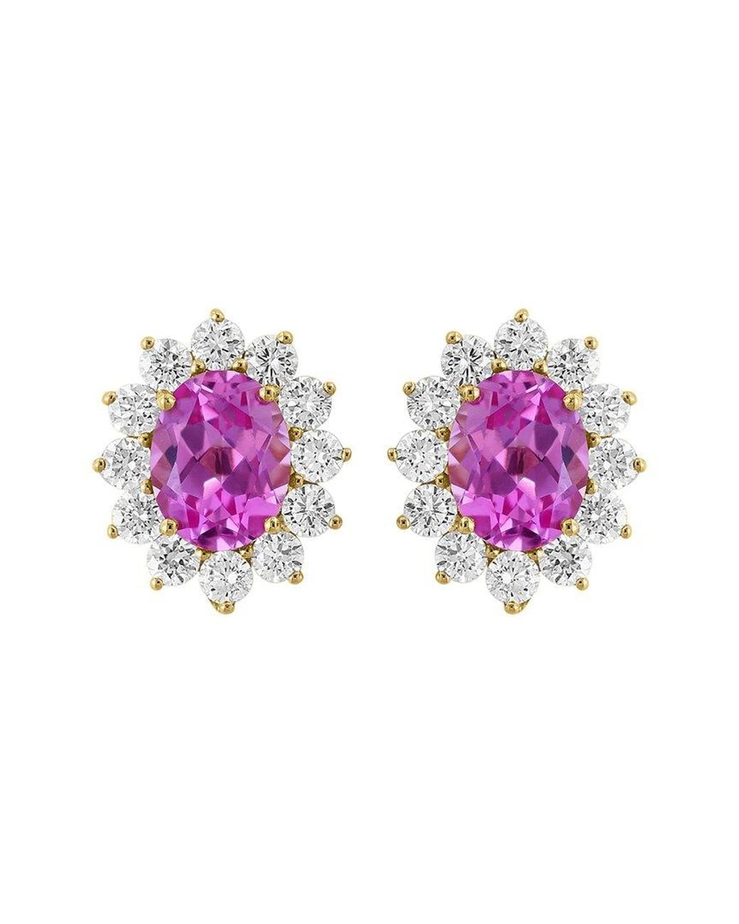 Effy Fine Jewelry Pink 14K 5.45 Ct. Tw. Lab-Grown Diamond & Lab-Grown Sapphire Earrings