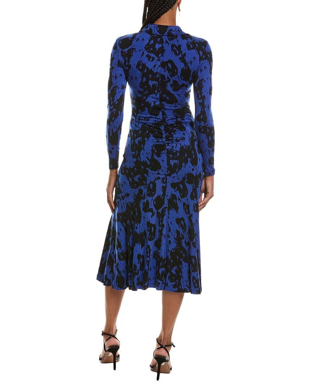 Diane von Furstenberg Blue Bruna Wool-Blend Midi Dress