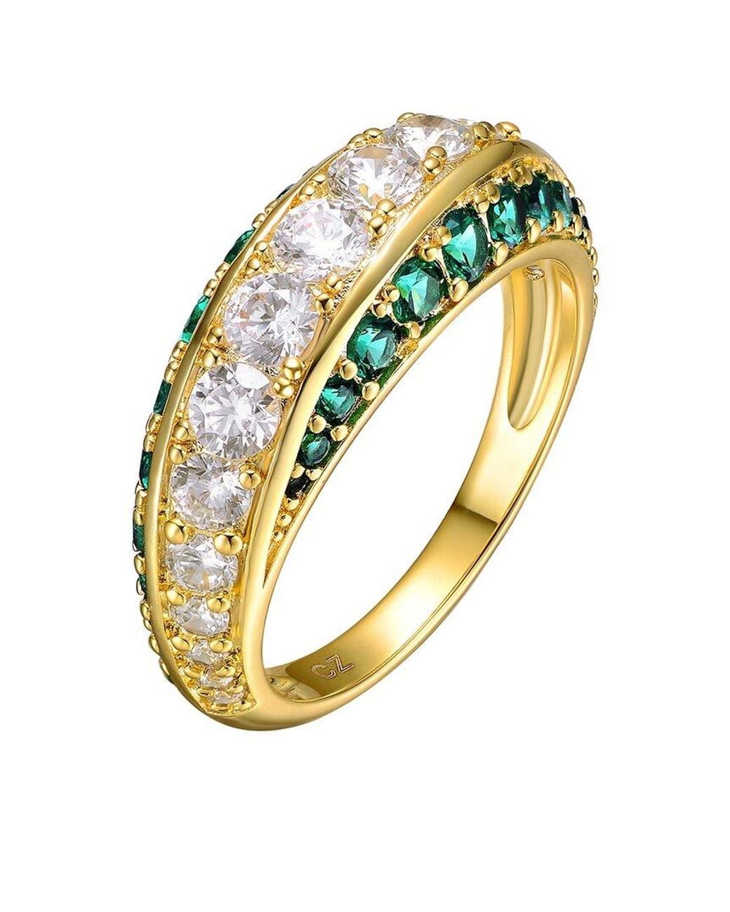 Rachel Glauber Metallic 14k Over Silver Cz Ring