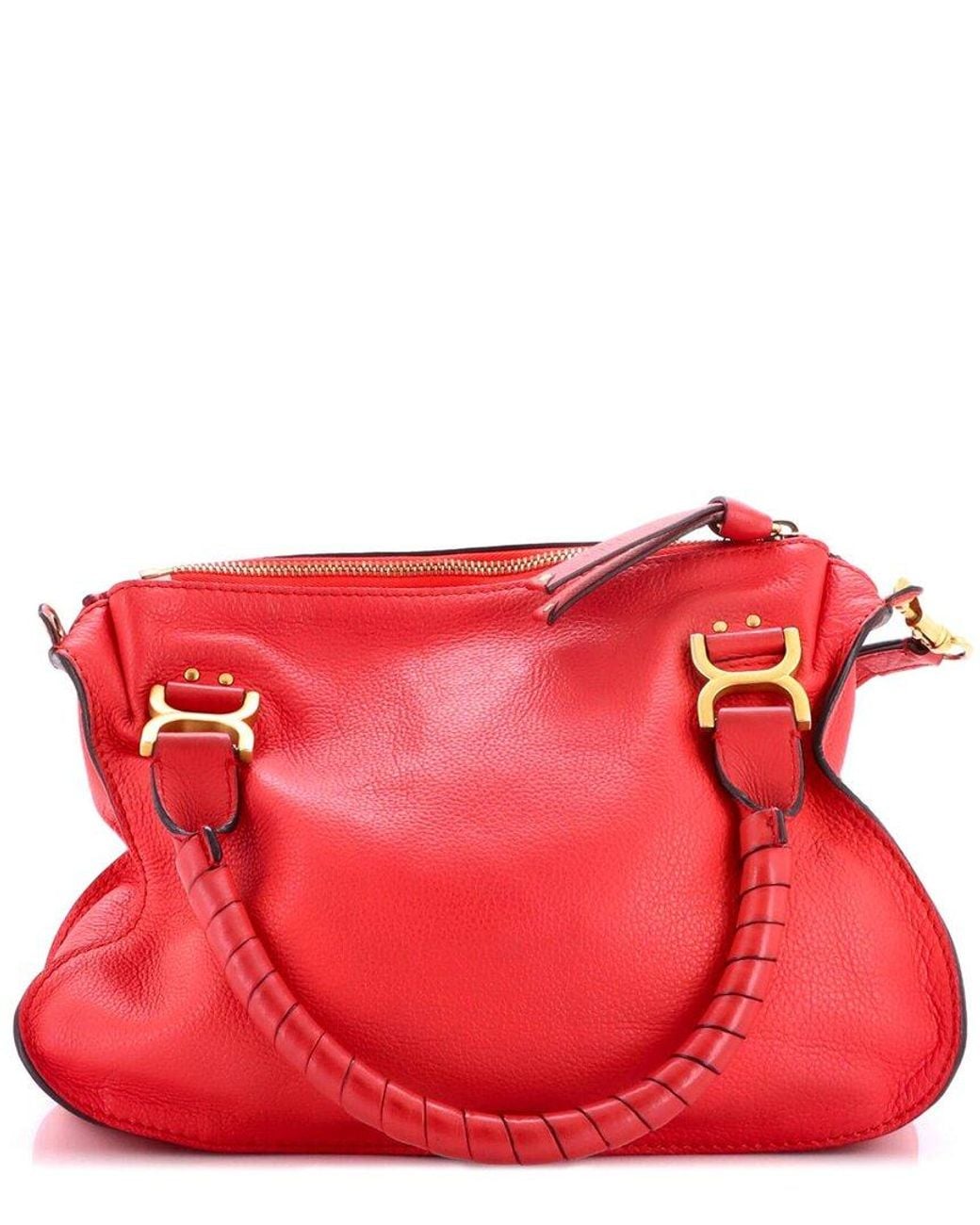 Chloé Red Leather Marcie Satchel Medium (Authentic Pre-Loved)