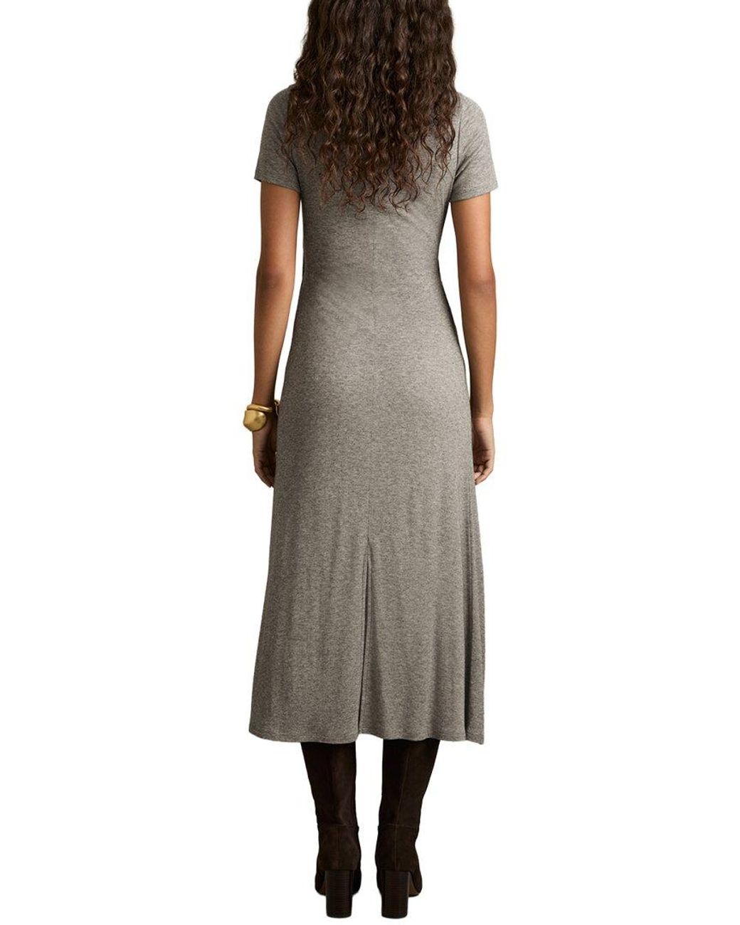 Reiss Gray Hadley Midi Jersey Wool-Blend Dress