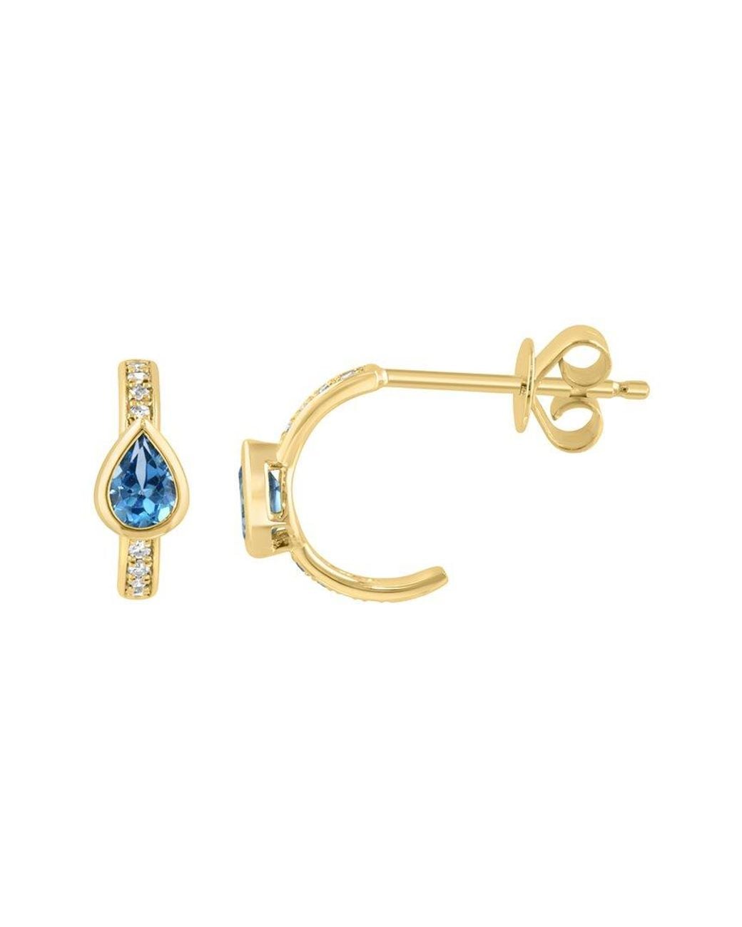 Effy Fine Jewelry Metallic 14K 0.47 Ct. Tw. Diamond & Topaz Earrings