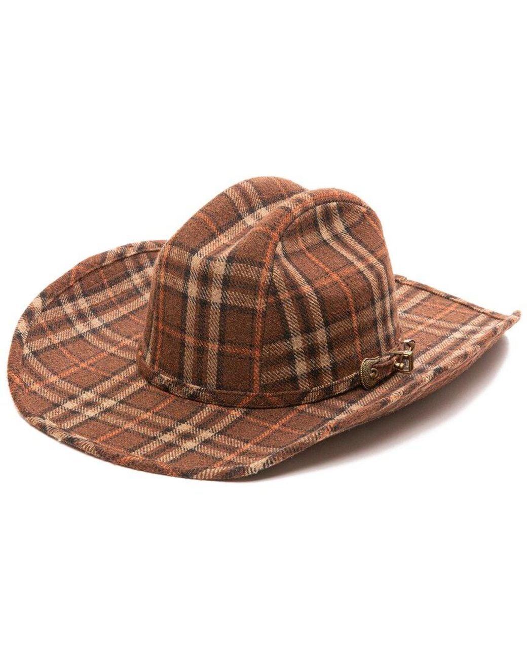 San Diego Hat Brown Mojave Cut & Sew Plaid Cattleman's Hat