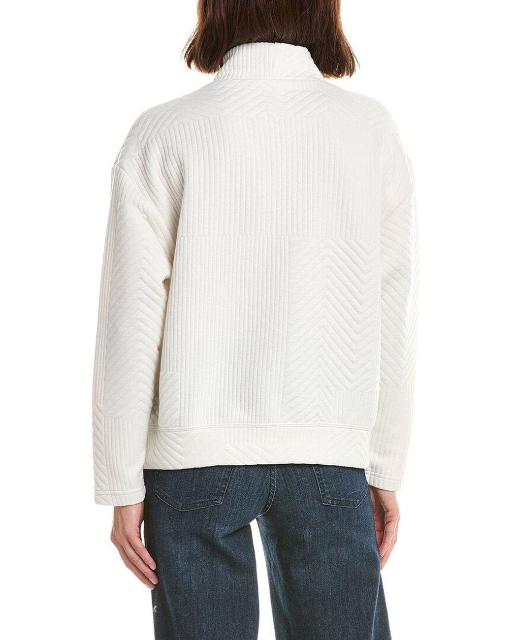 Nanette Lepore White Nanette Chevron Mock Neck Sweater