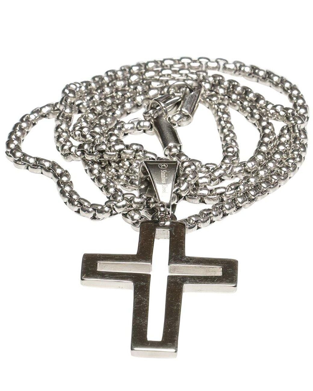 jean claude Metallic Stainless Steel Cross Pendant Necklace for men