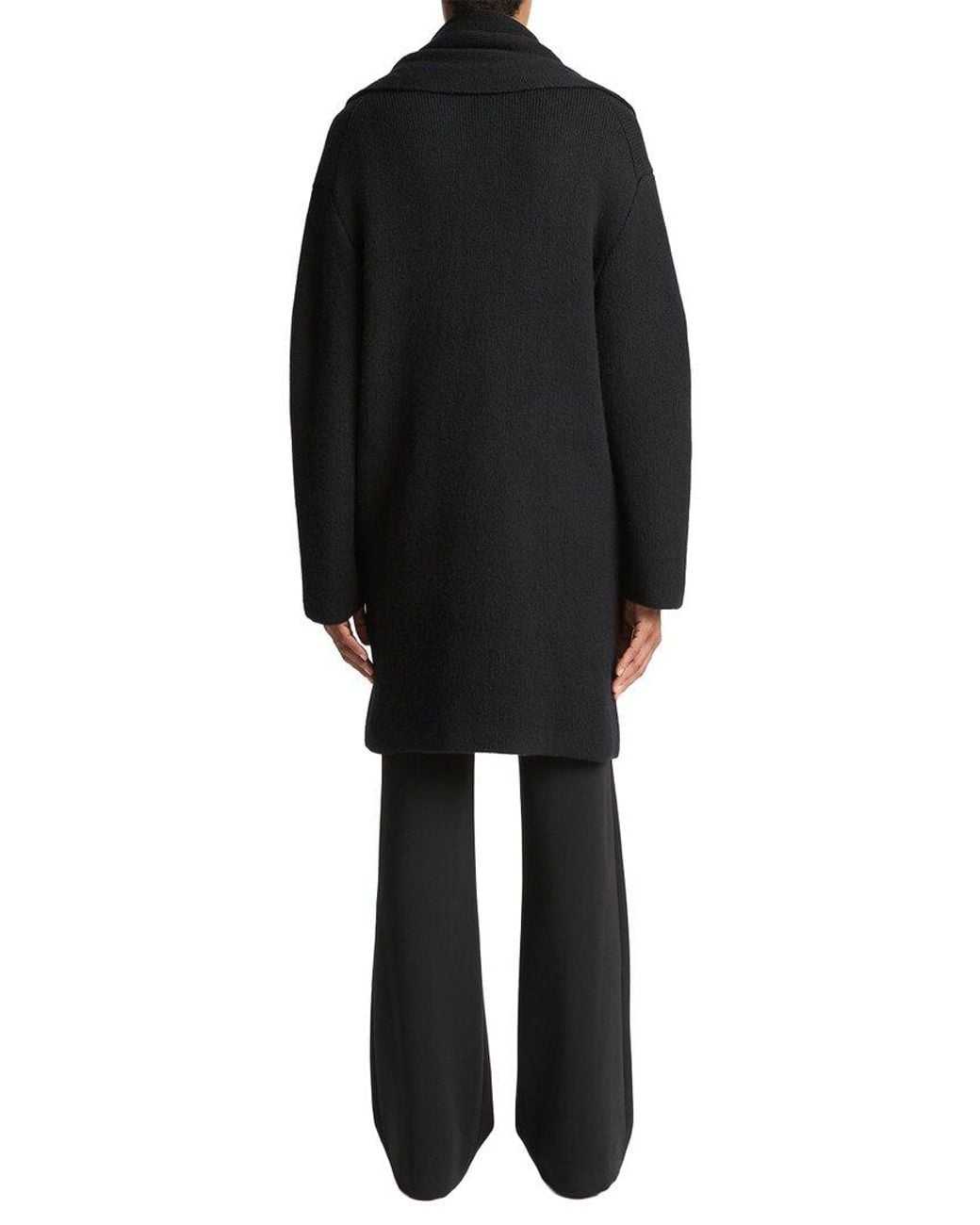 Vince Black Draped Wool-Blend Car Coat