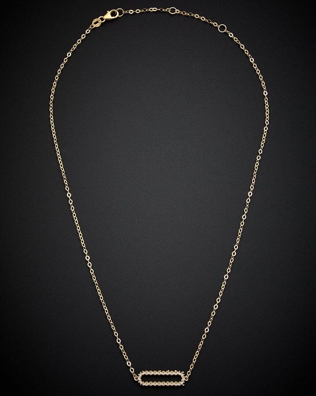 Italian Gold Black 14k Italian Two-tone Gold Elongated Oval Necklace