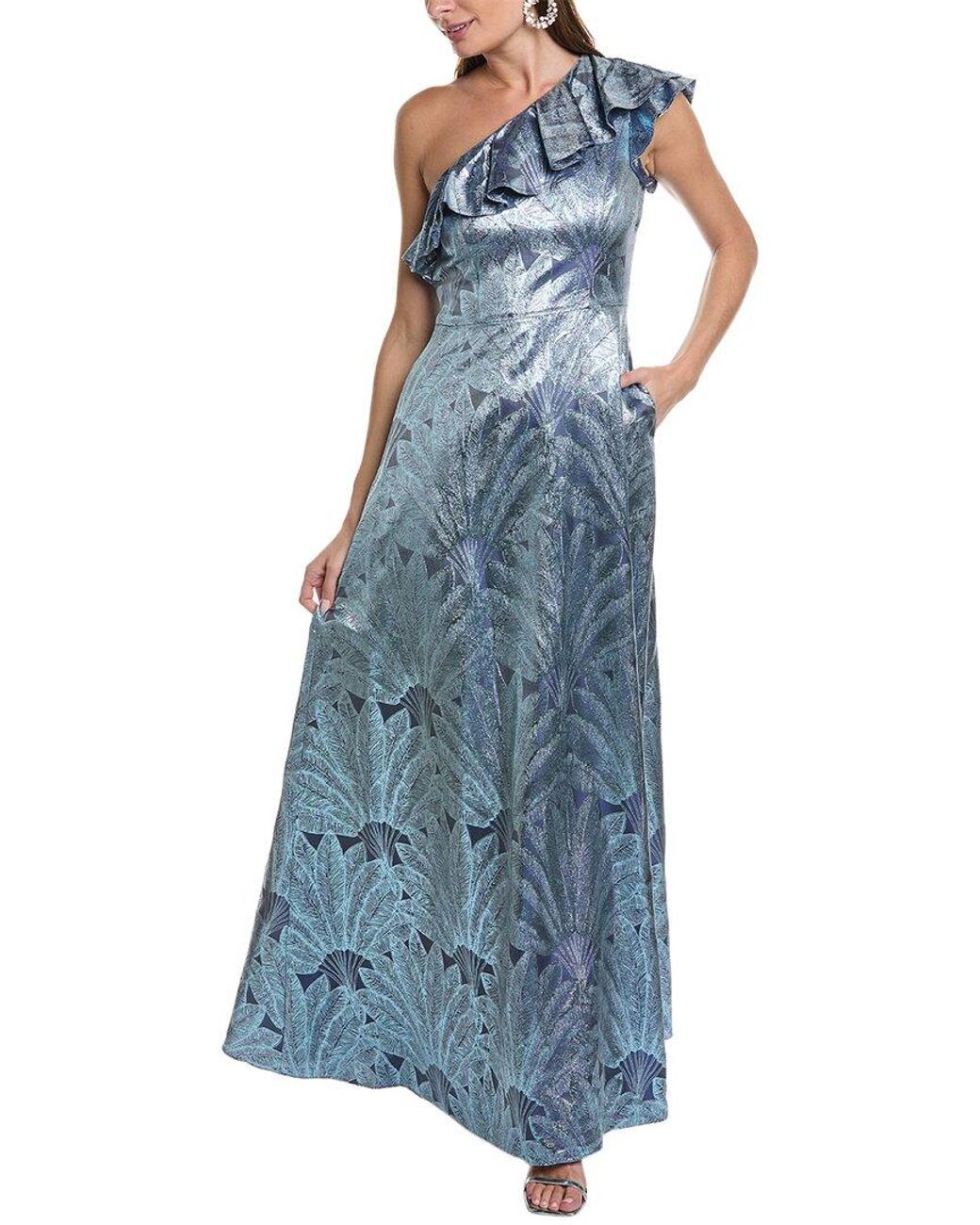 Aidan Mattox Blue One-Shoulder Ball Gown