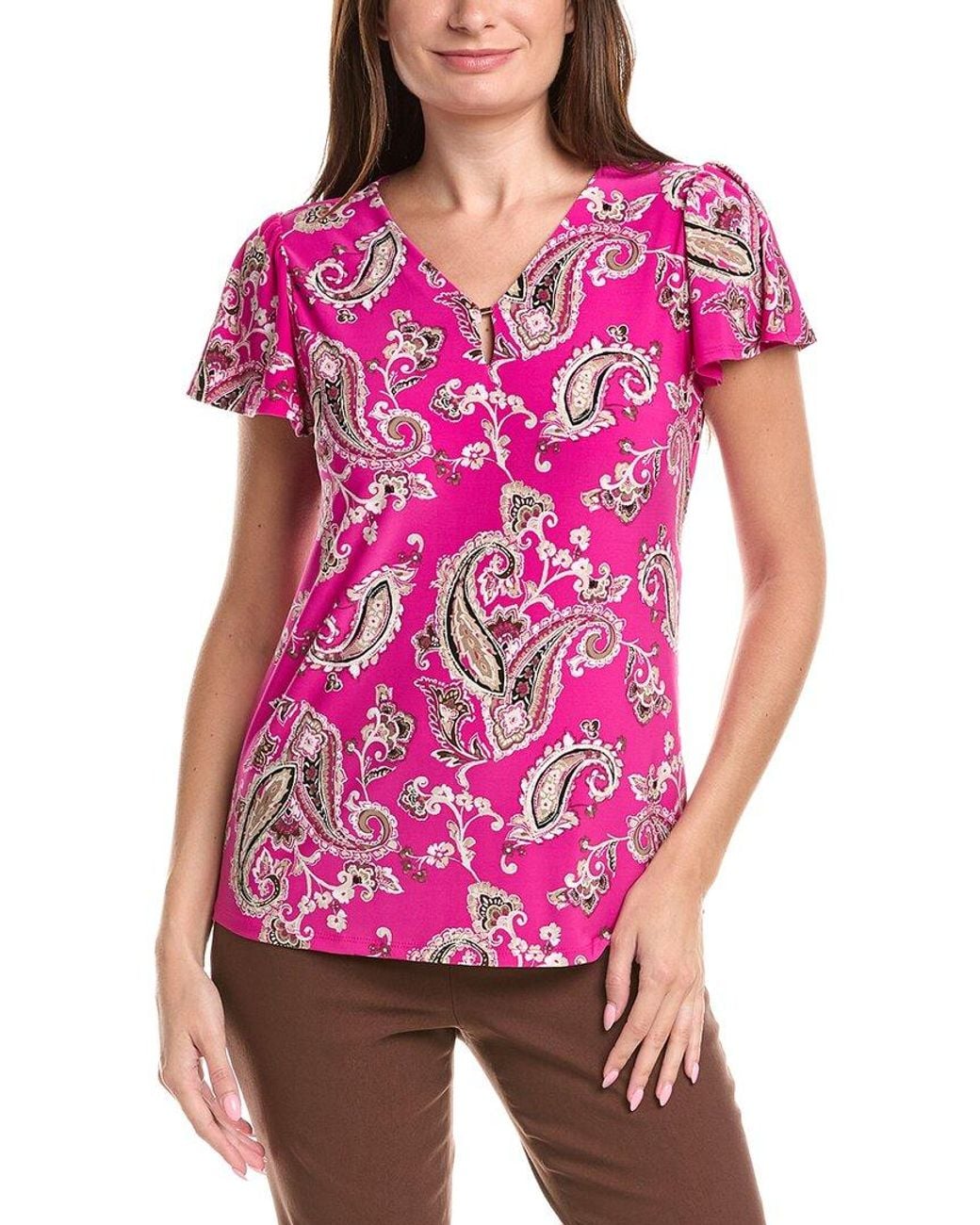Jones New York Pink Printed Top