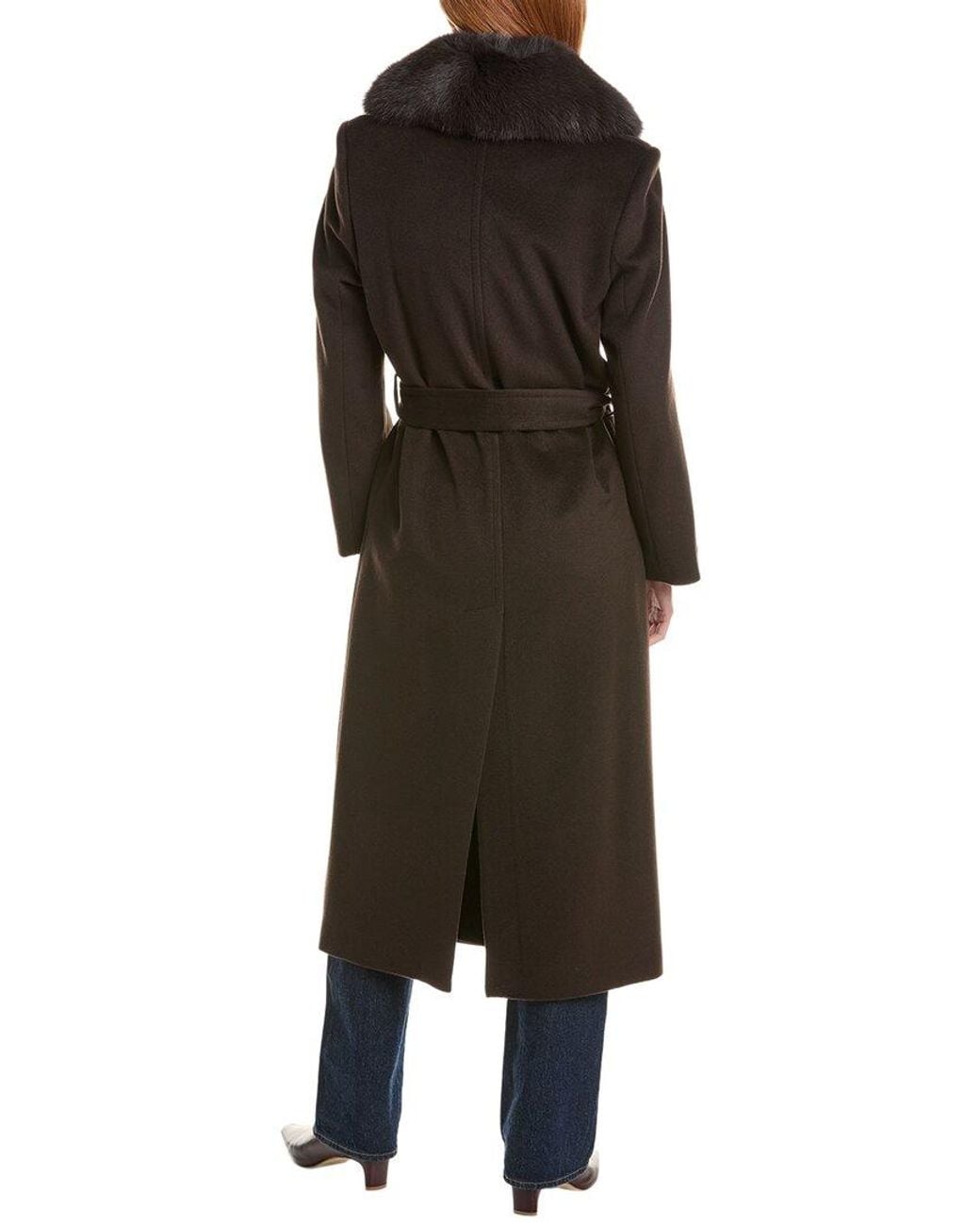 Sofiacashmere Black Sofiacashmere Shawl Collar Wool-Blend Long Wrap Coat