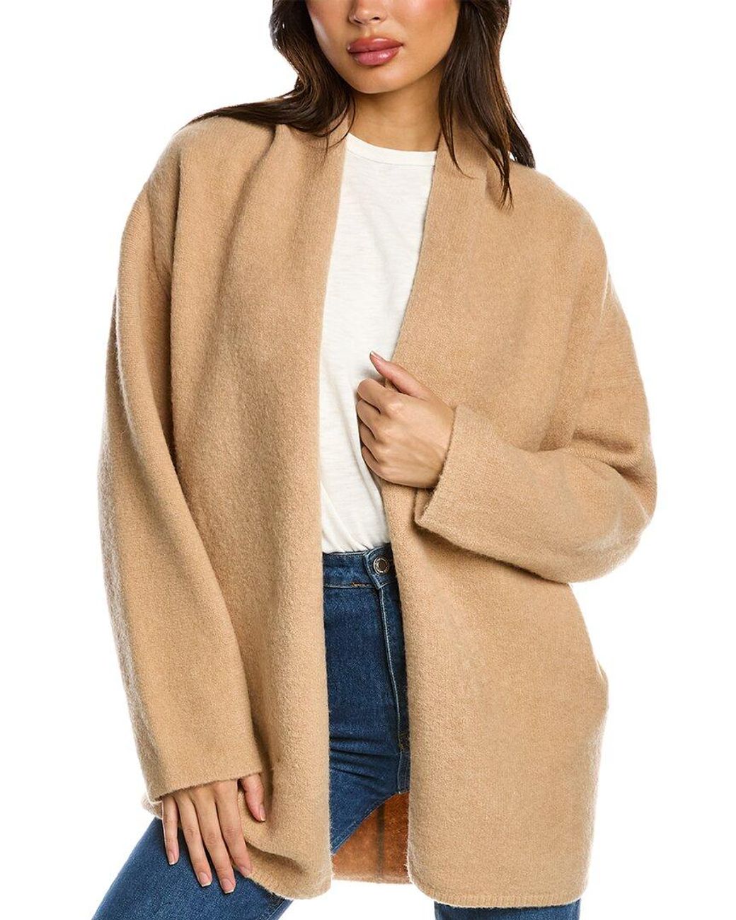 Vince Drape Wool & Alpaca-blend Cardigan in Natural | Lyst