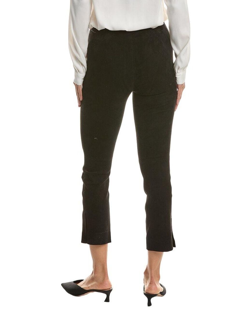 Vince Green Stretch Suede Split Hem Crop Pant