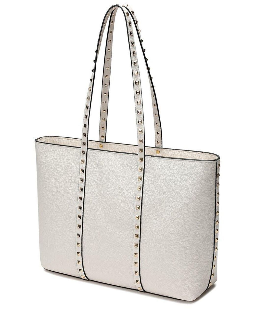Tiffany & Fred Paris White Studded Leather Tote