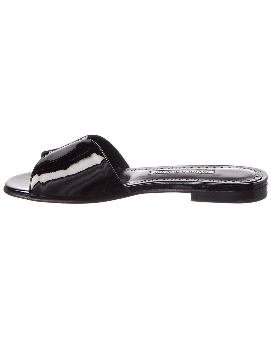 Manolo Blahnik Black Houramu Patent Sandal