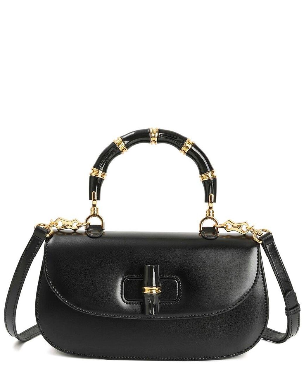 Tiffany & Fred Paris Black Smooth Leather Top-Handle Shoulder Bag