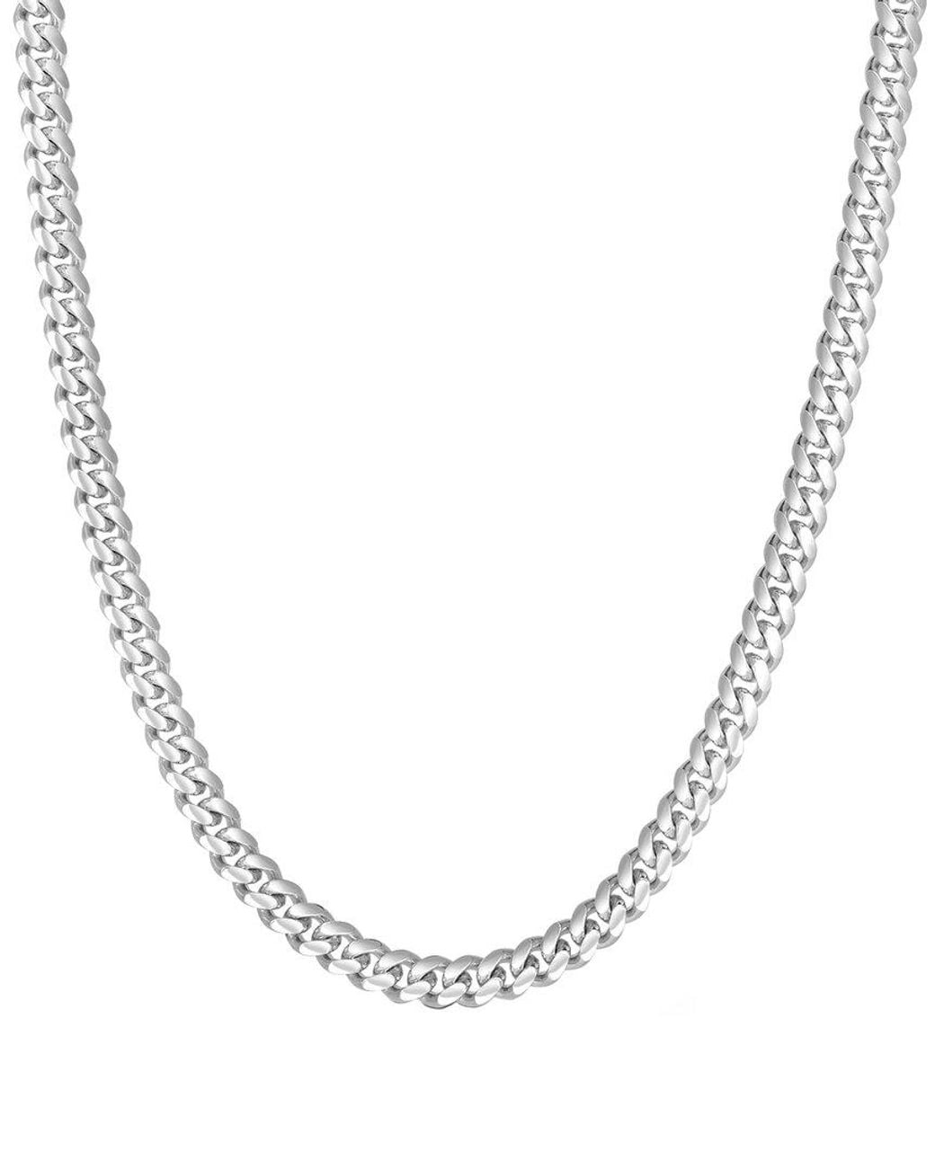 Italian Silver Metallic Miami Cuban Link Necklace for men