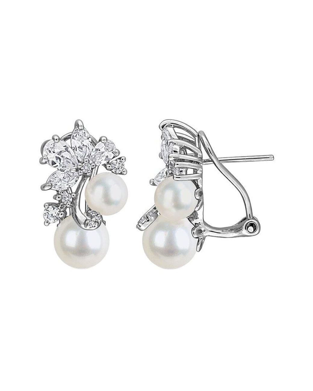 Rina Limor Metallic 4.26 Ct. Tw. Gemstone & Pearl Dangle Earrings
