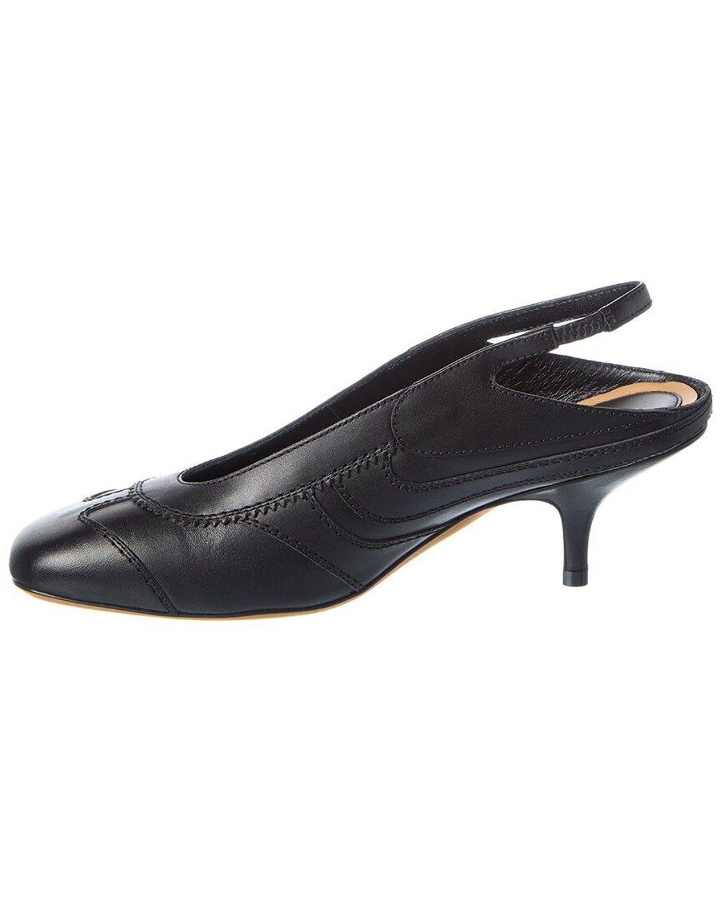 Dries Van Noten Black Topstitched Leather Slingback Pump