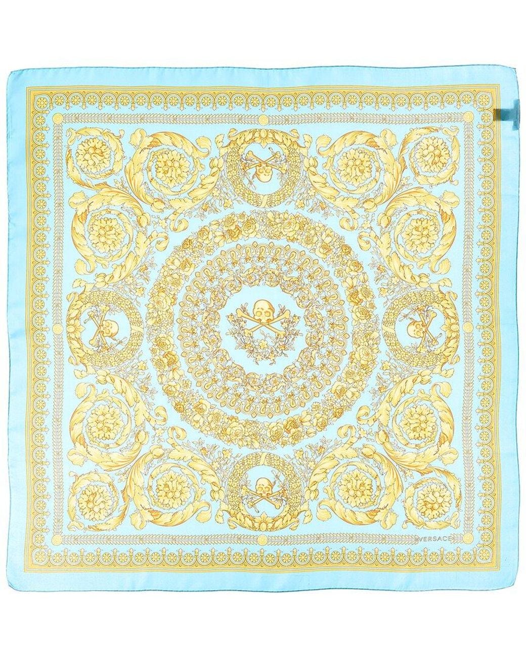 Versace Metallic Barocco Print Silk Scarf