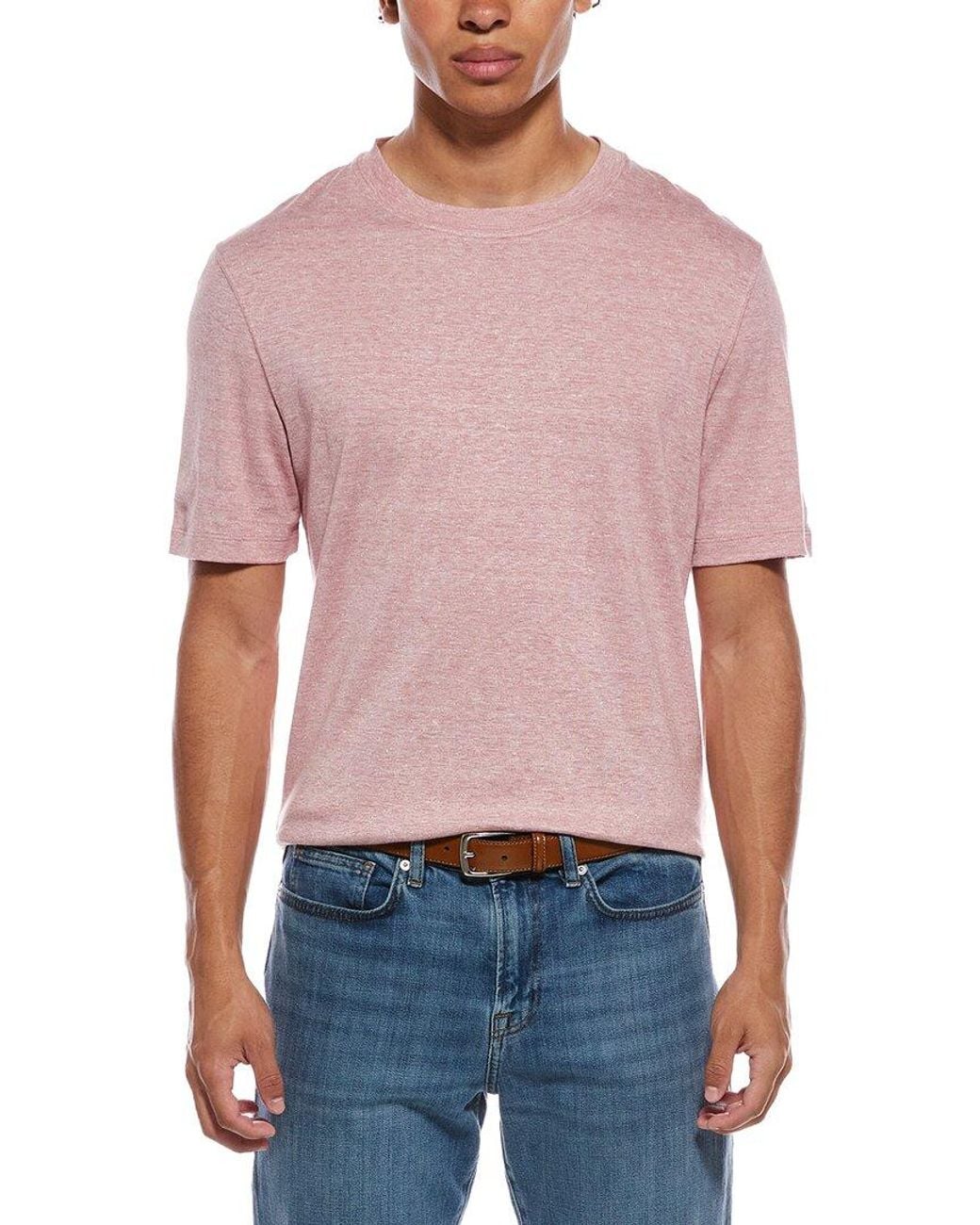 Brunello Cucinelli Red Linen-Blend T-Shirt for men
