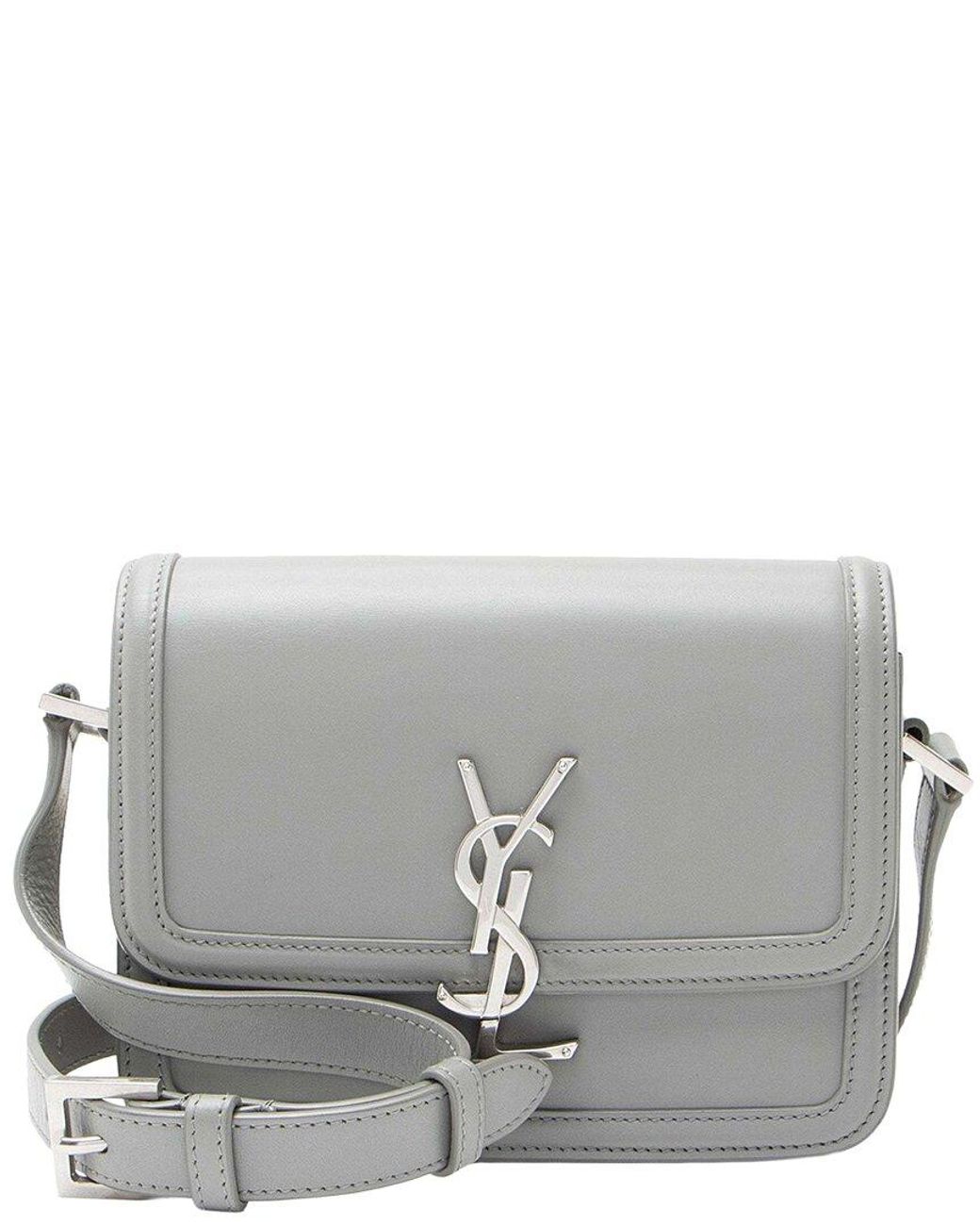 Saint Laurent Gray Grey Calfskin Small Solferino Shoulder Bag (authentic Pre-loved)