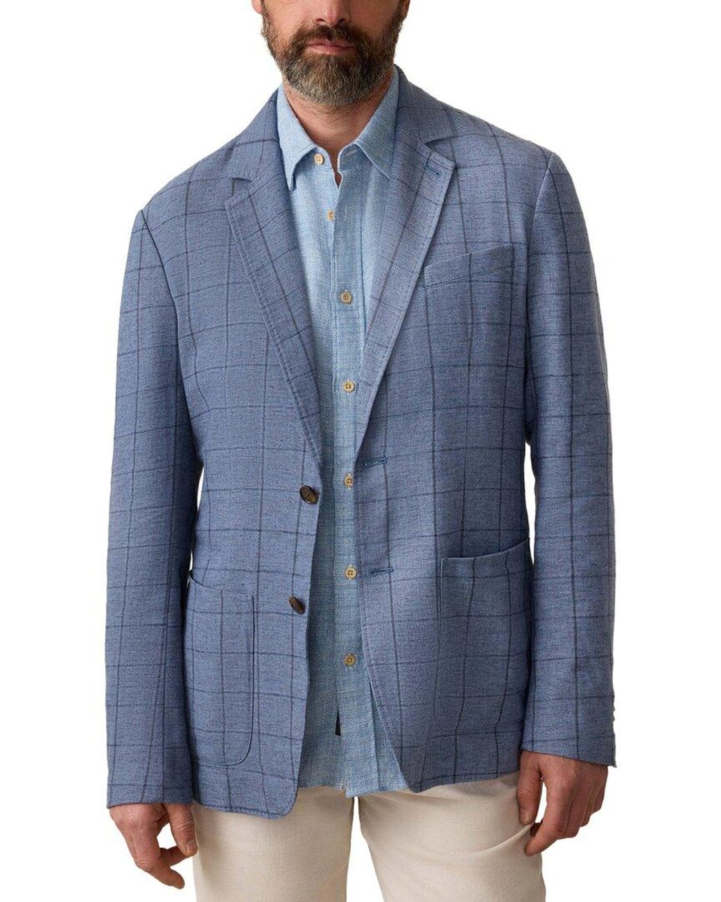 Faherty Movement Linen-Blend Blazer in Blue for Men | Lyst UK