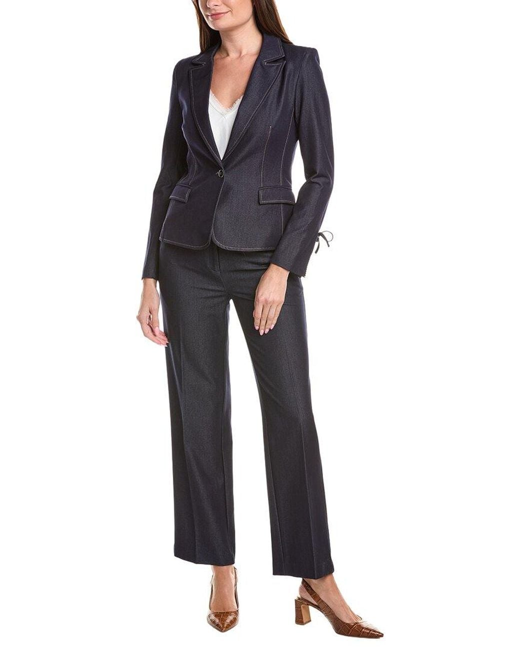 Nanette Lepore Blue 2Pc Jacket & Pant Suit Set