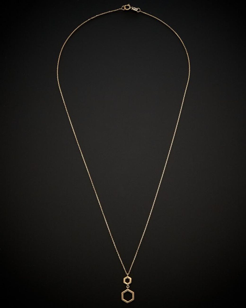 Italian Gold Black 14k Geometric Pendant Necklace