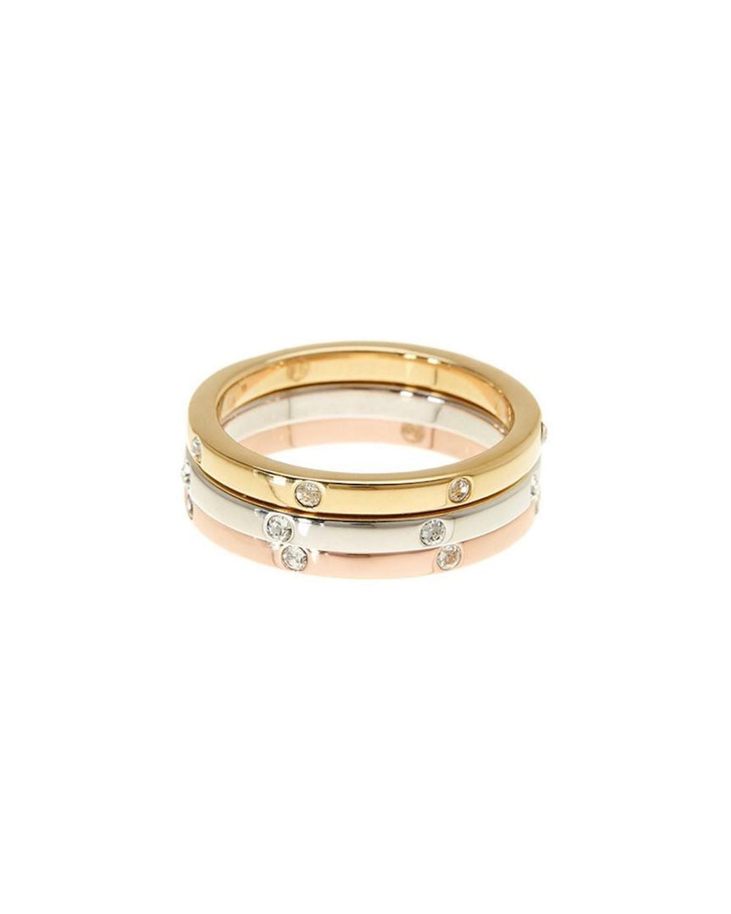 Adornia White Gold & Rhodium Plated Crystal Set Of Rings
