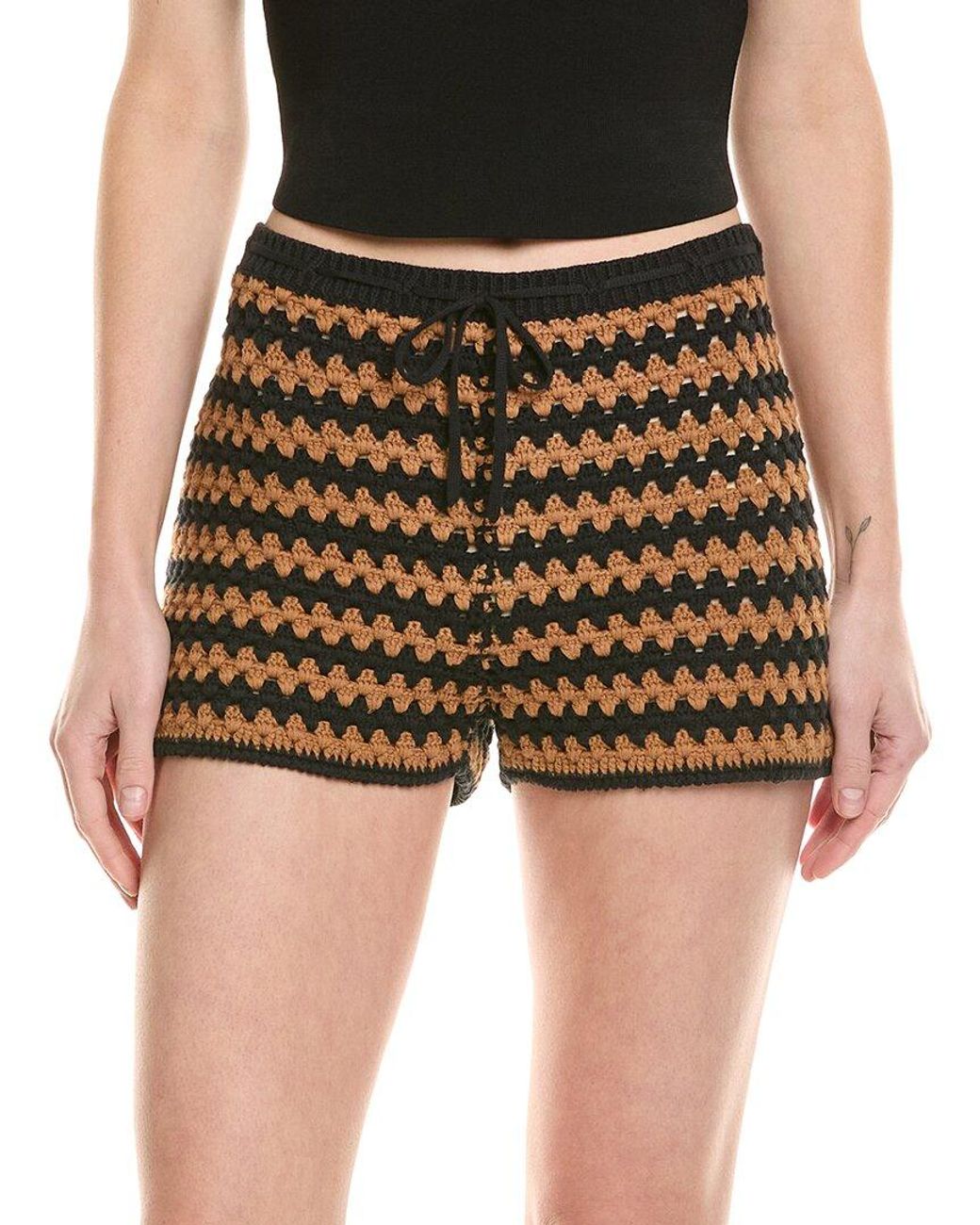 Staud Black Samara Crochet Short
