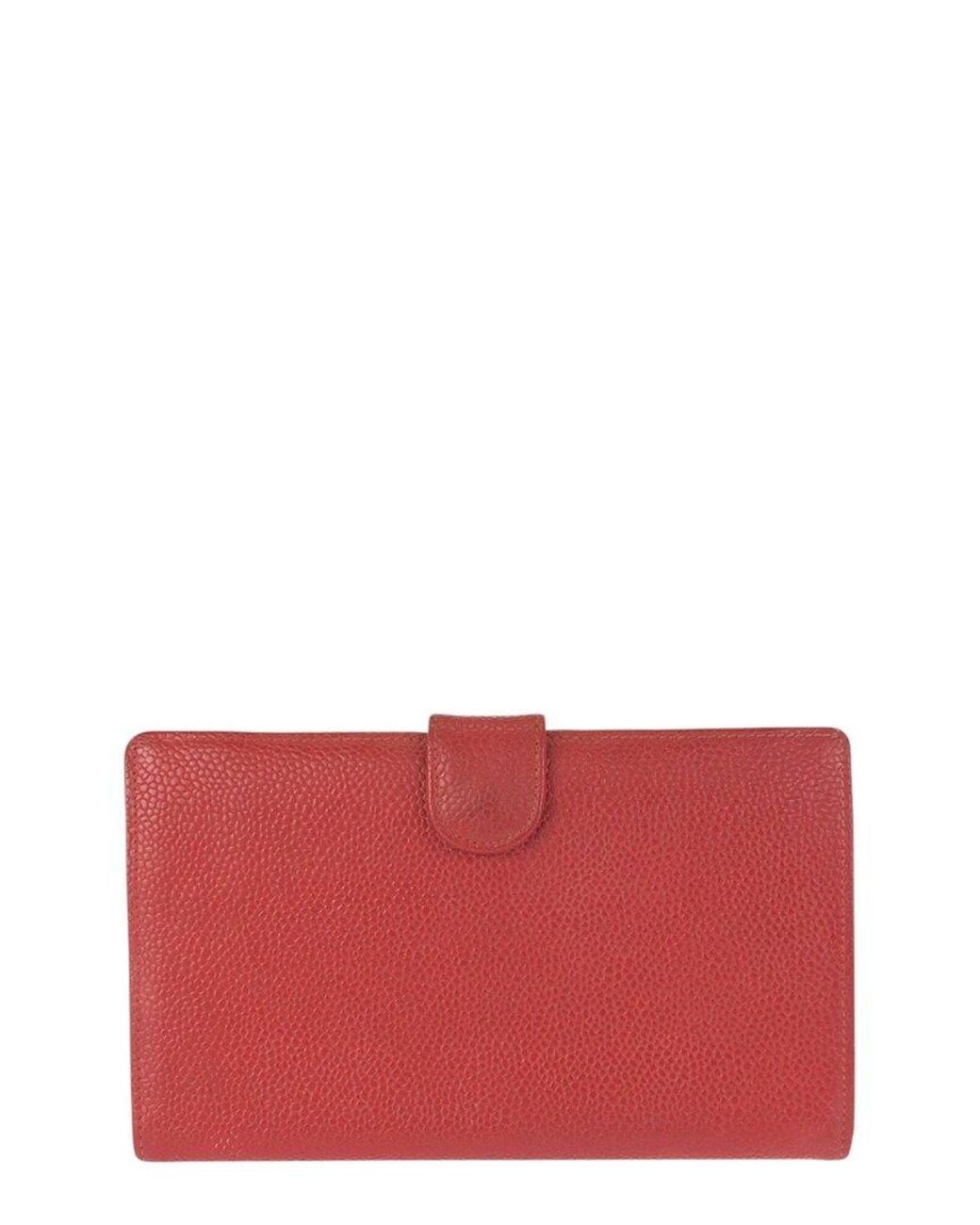 Chanel Red Caviar Leather Long Wallet (authentic Pre-loved)