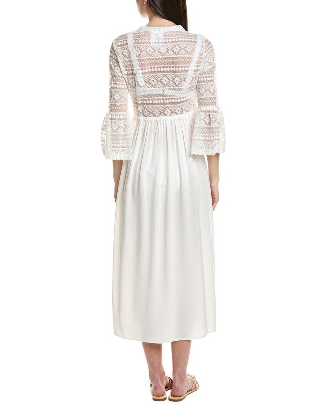 NVLT White Lace Front Tie Maxi Cover-Up