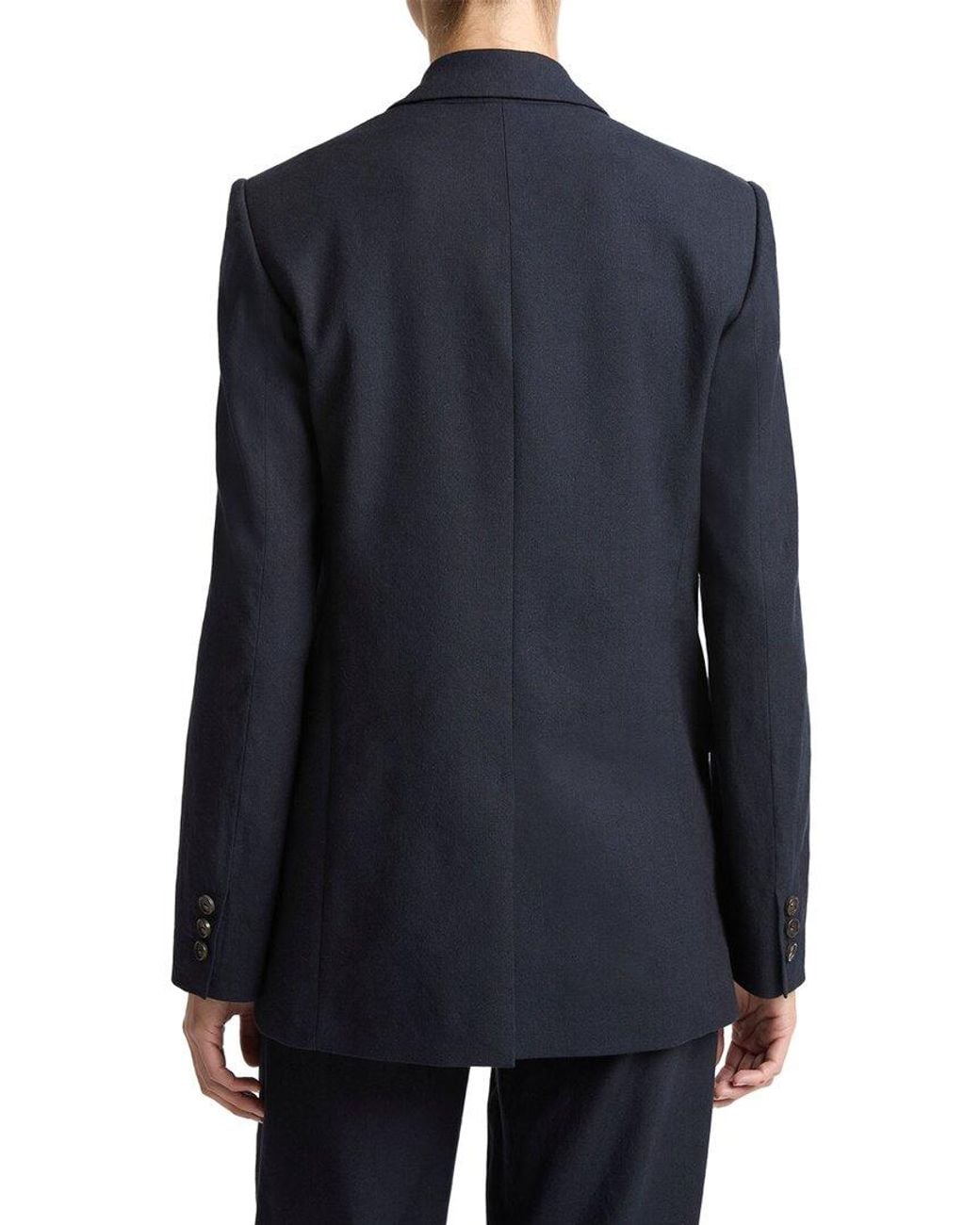 Vince Blue Linen-Blend Single Breasted Blazer