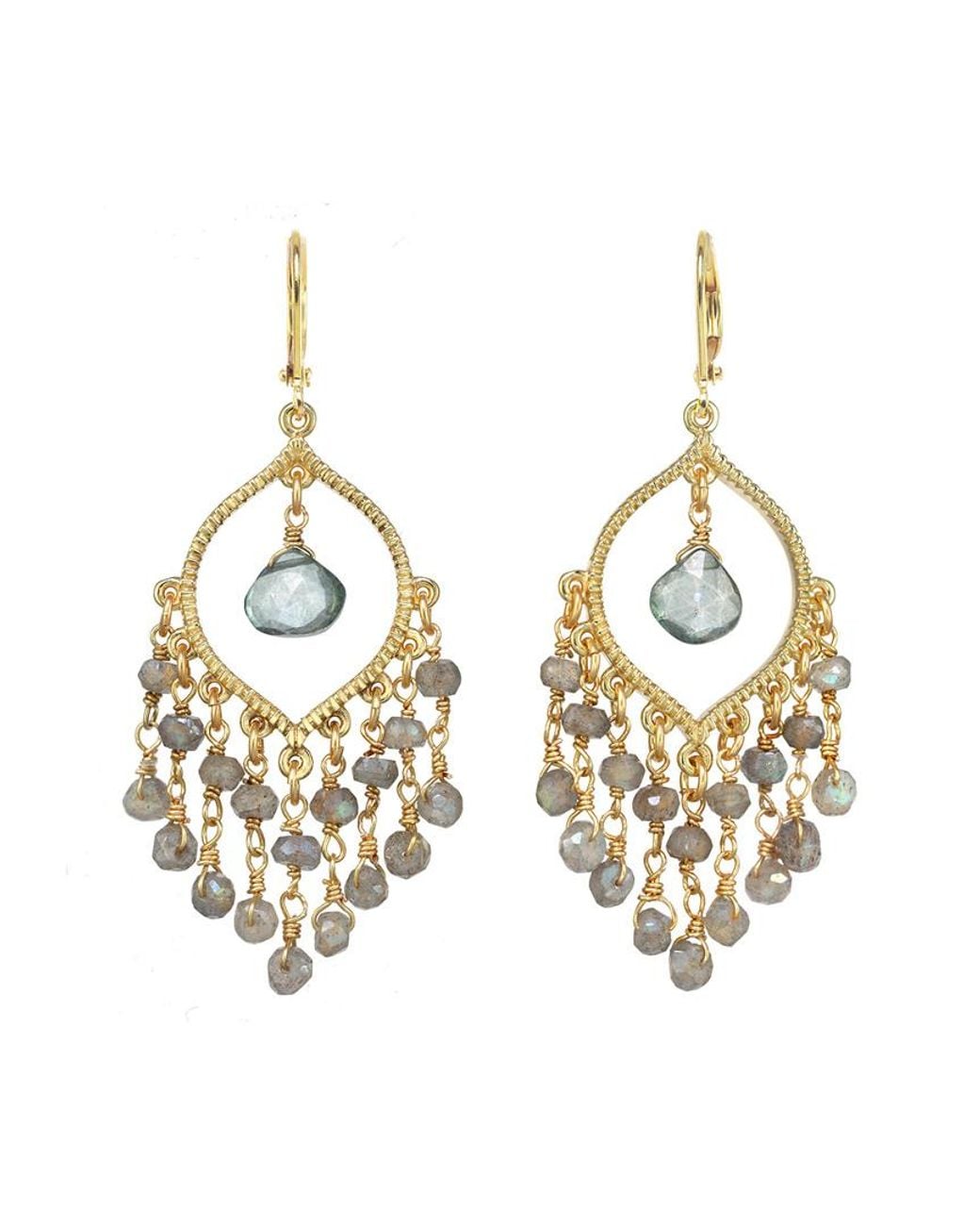 Rachel Reinhardt Jewelry Metallic 14k Over Silver Gemstone Chandelier Earrings