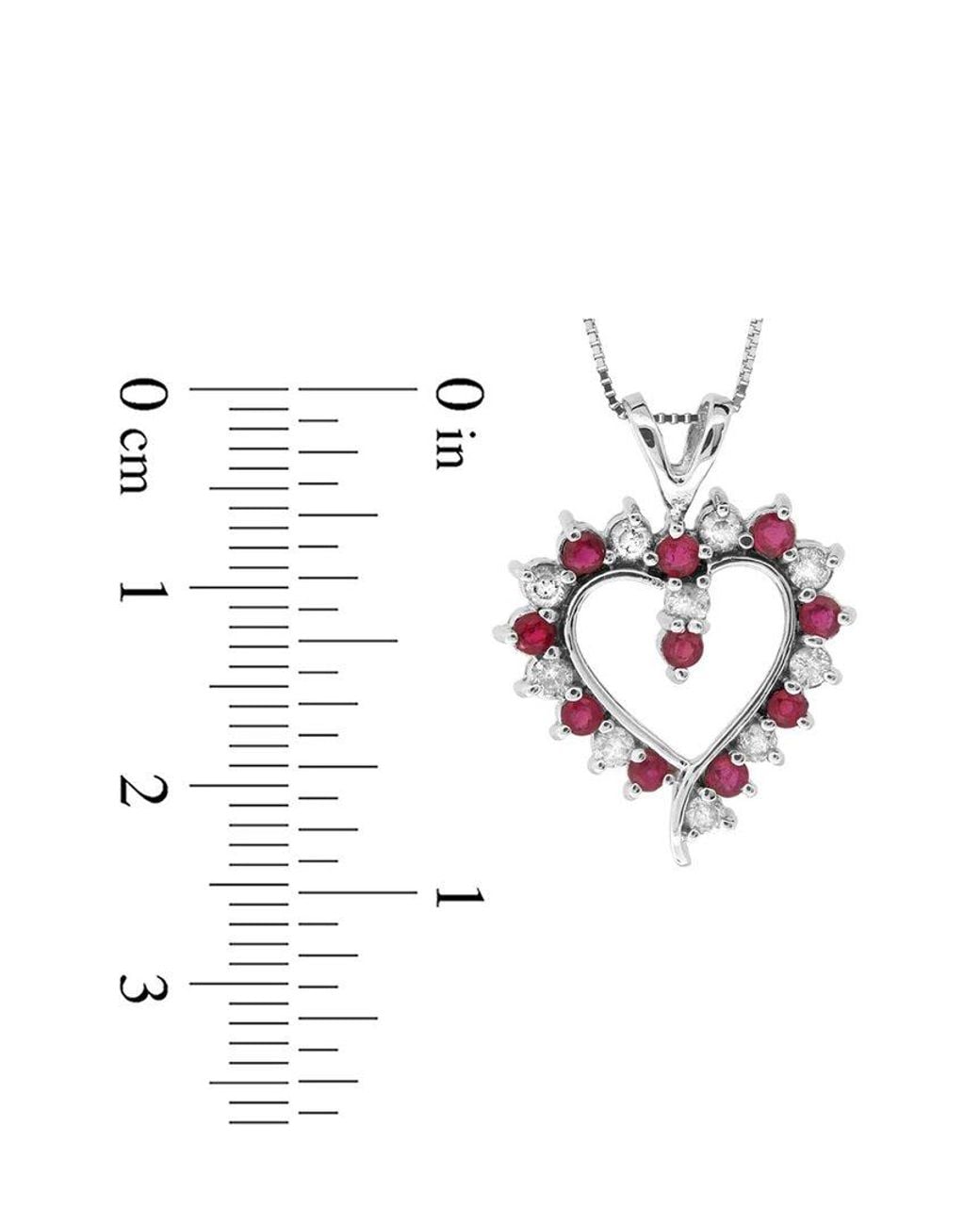 LEVARON White 14K 0.88 Ct. Tw. Diamond & Ruby Heart Pendant