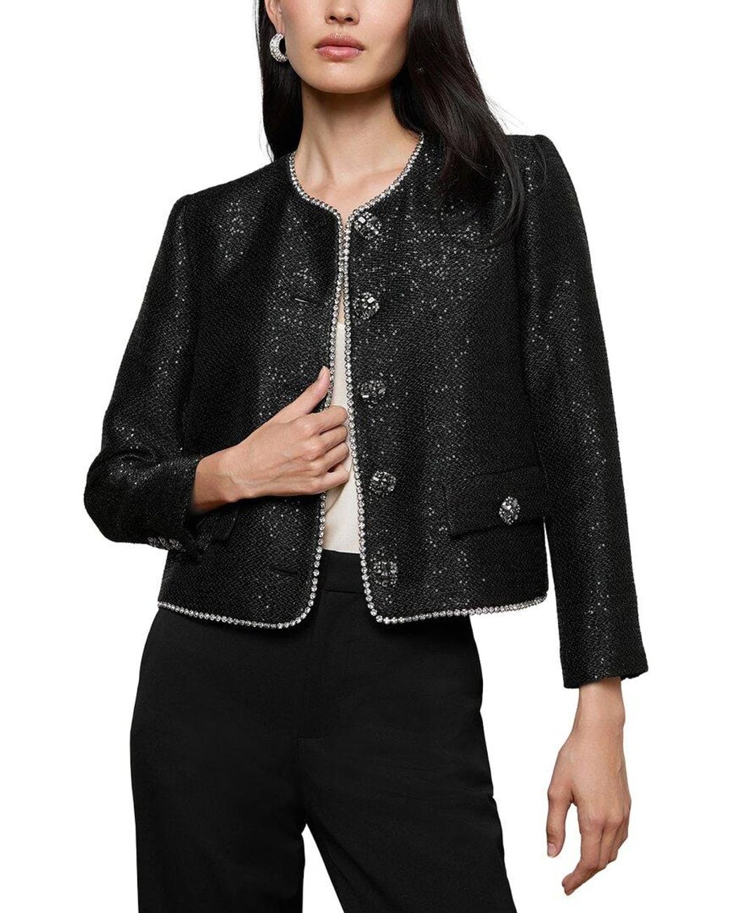 L'Agence Black Zell Crystal Trim Jacket