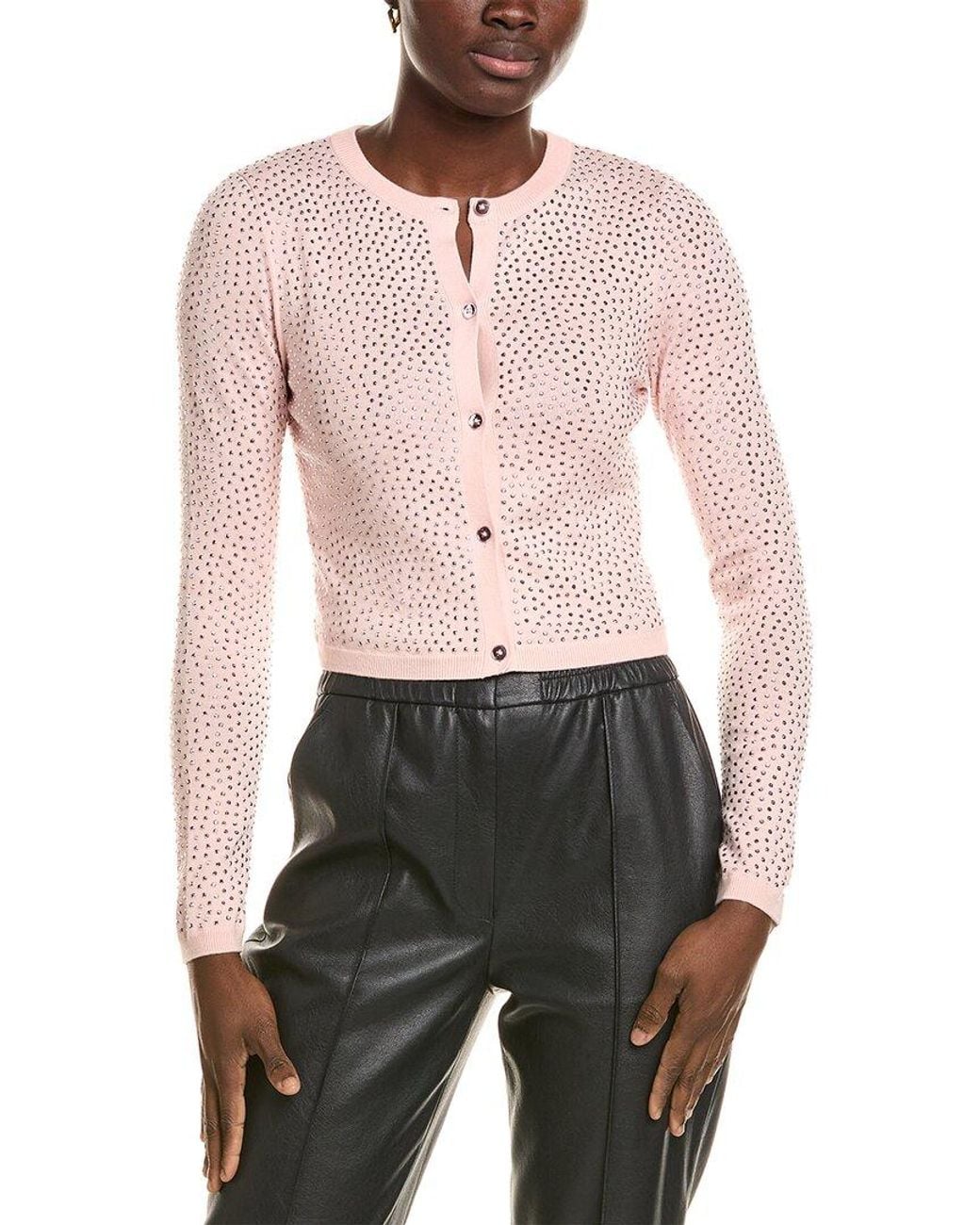 Alice + Olivia White Carson Embellished Cardigan