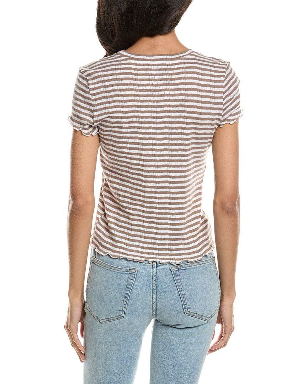 Splendid Blue Pointelle Tee