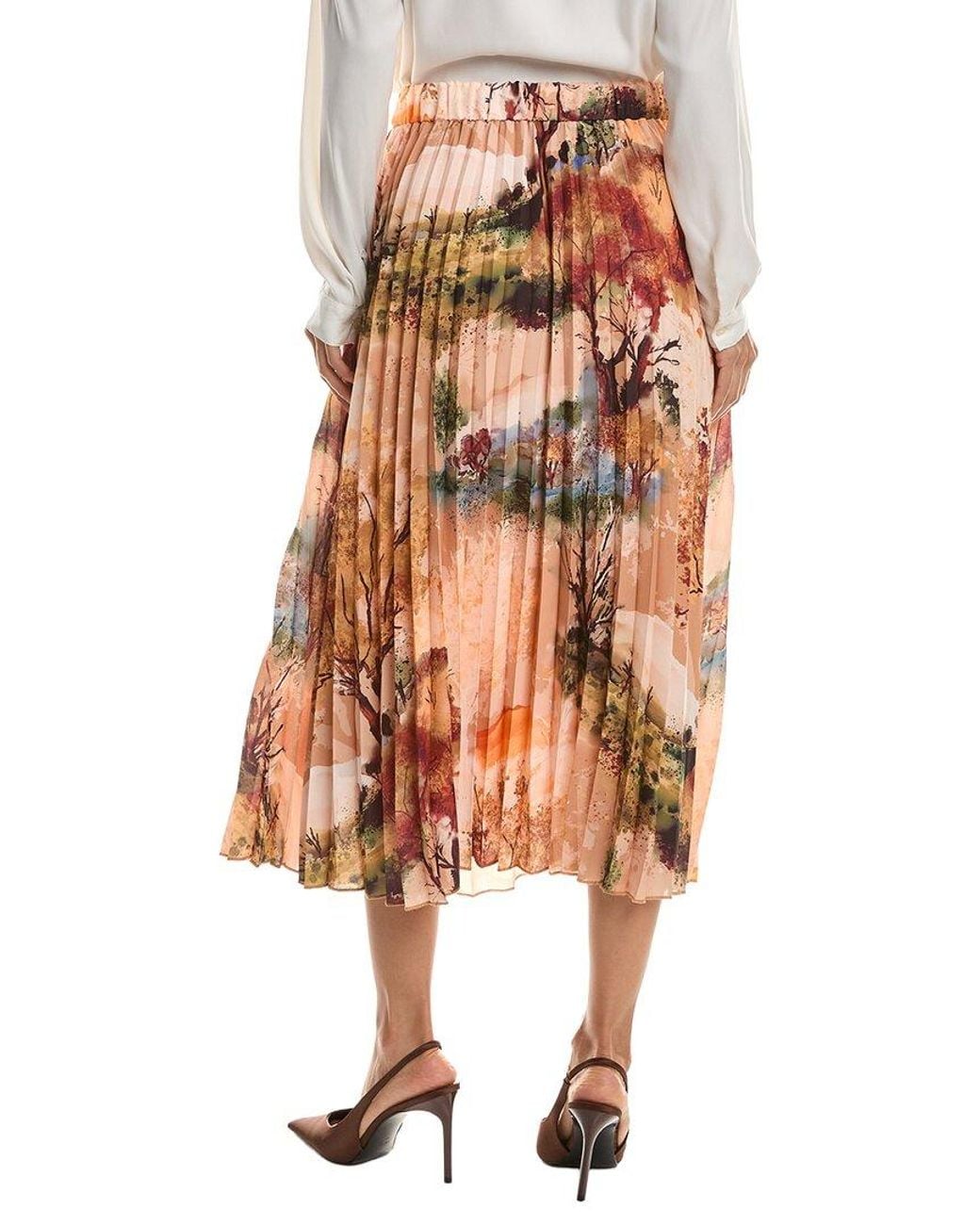 Tahari White Pull On Pleated Skirt