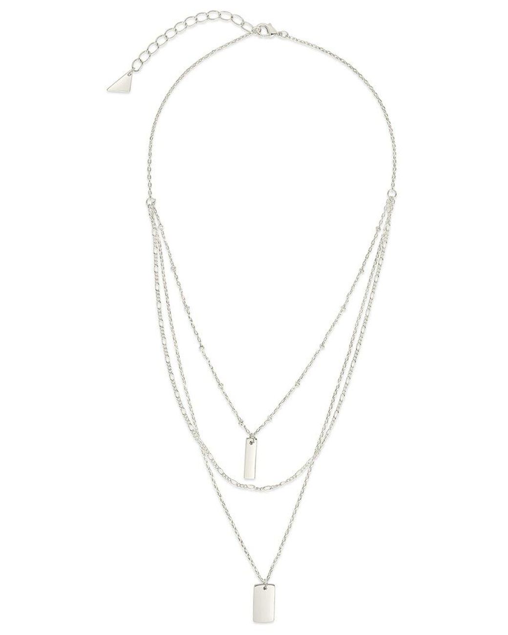 Sterling Forever Vertical Triple Layered Bar Necklace in White | Lyst