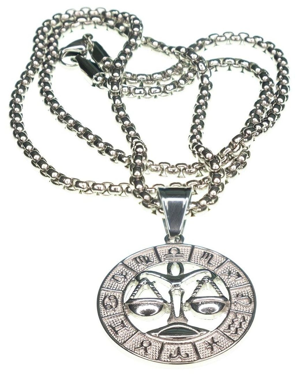 jean claude Metallic Dell Arte Stainless Steel Libra Pendant Necklace for men