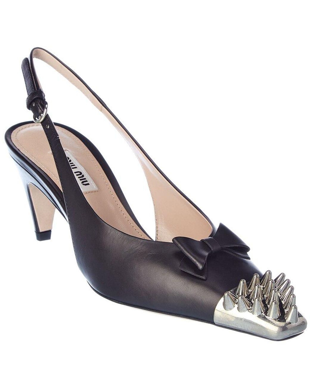 Miu Miu Leather Slingback Pump in Blue Lyst