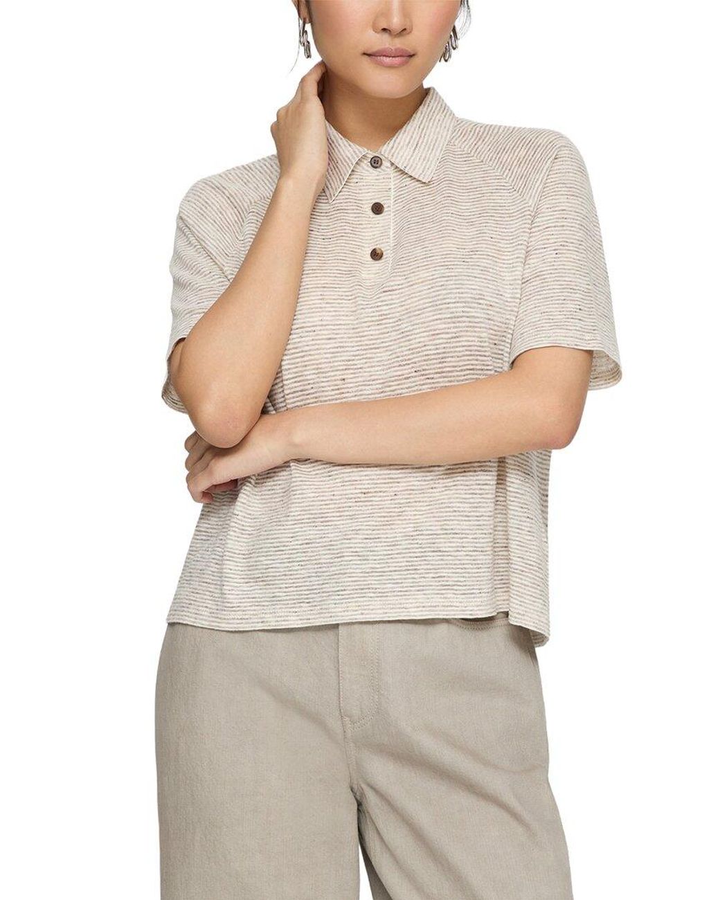 Lafayette 148 New York White Raglan Sleeve Polo Shirt