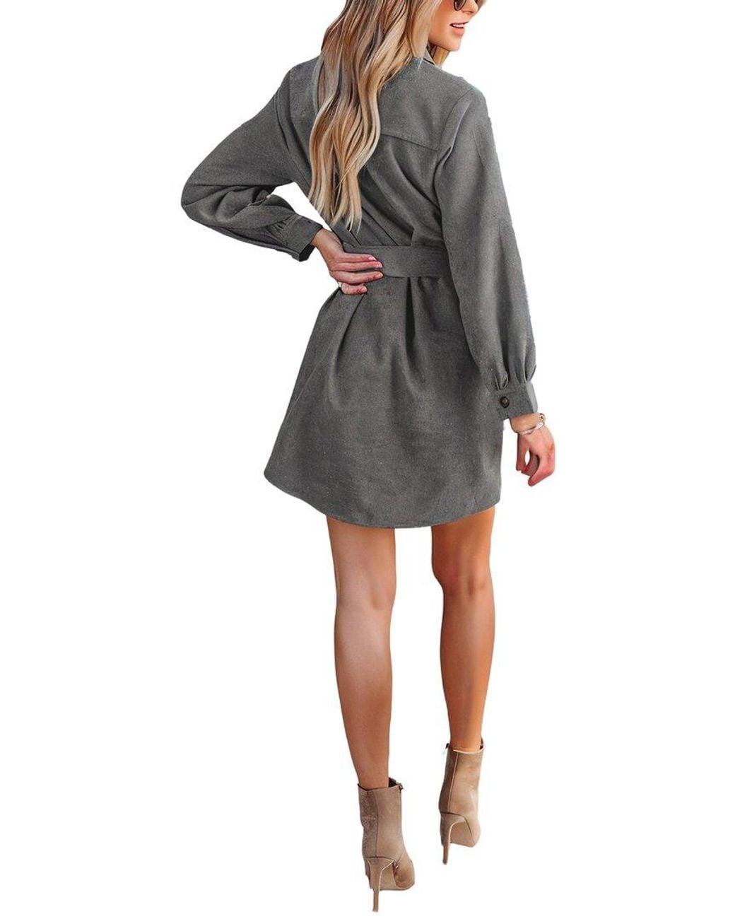 LEON GORI Gray Shirt Dress