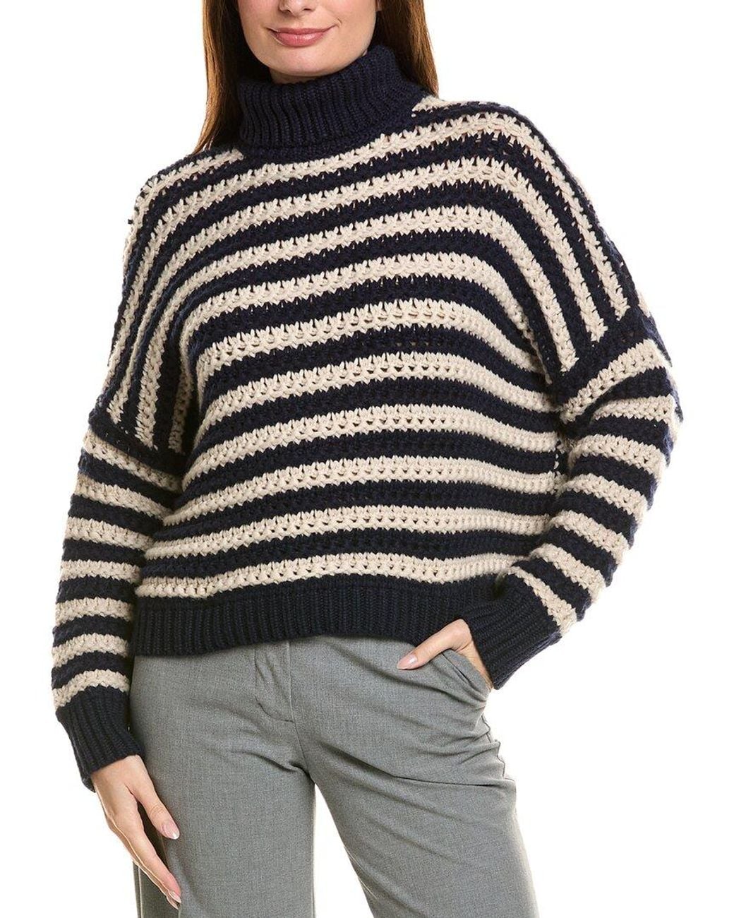 Brunello Cucinelli Gray Wool, Cashmere & Silk-Blend Sweater