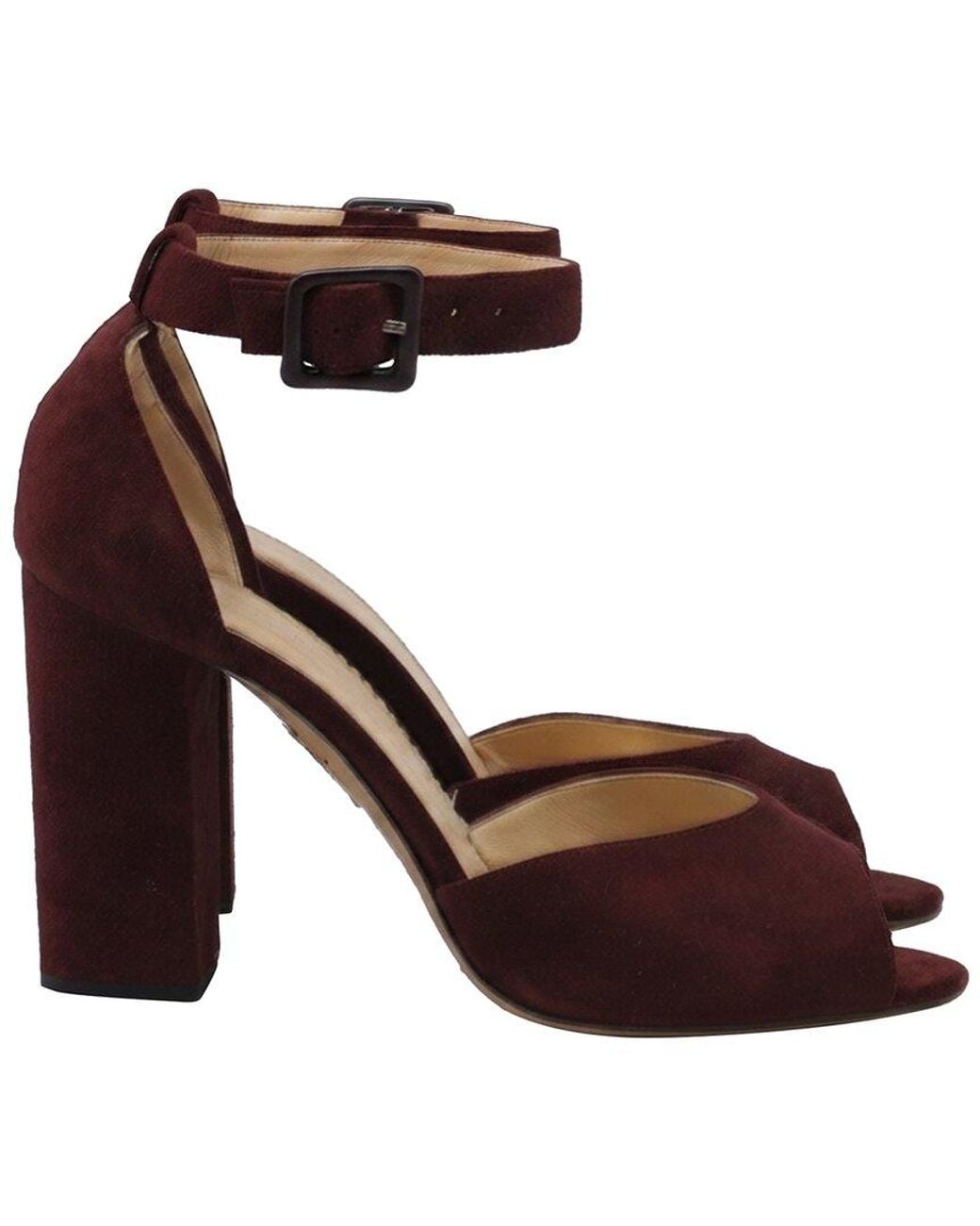 Charlotte Olympia Brown Suede Slingback Block Heel (Authentic Pre-Loved)