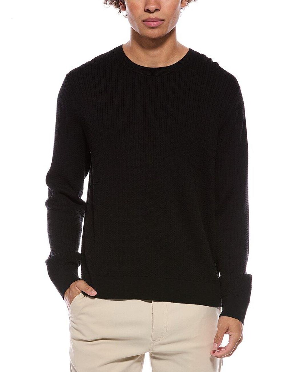 Theory Black Riland Crewneck Sweater for men